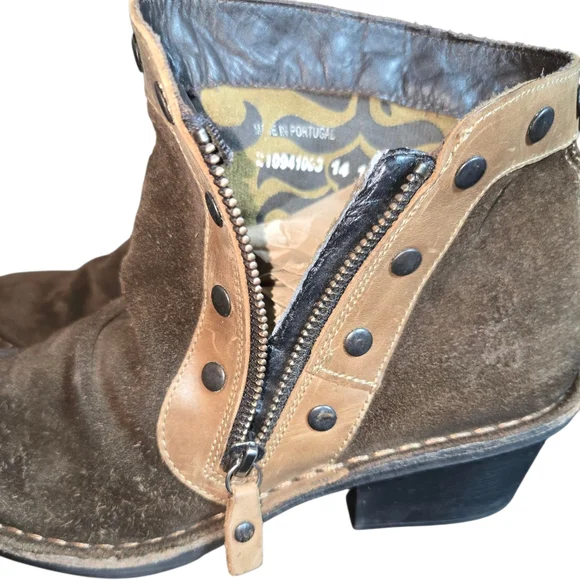 Fly London Duke Brown Suede Distressed Leather Slouch Ankle Boots Sz EU40/US8.5 - Picture 8 of 10